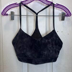 🍋 LIKE NEW Lululemon Flow Y Bra Nulu - Diamond Dye Pitch Grey Graphite Grey - 10